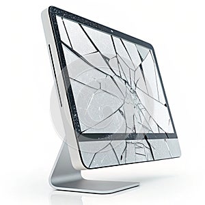 3D illustration of broken computer icon isolated on white background