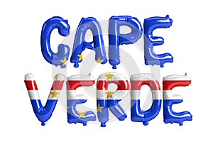 3d illustration of Cape Verde-letter balloons with flags color isolated on white photo