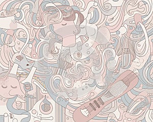 Soft Acoustic Melody: Abstract Pastel Harmony photo