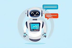 3D Illustration, Chatbot Robot with Speech Bubbles