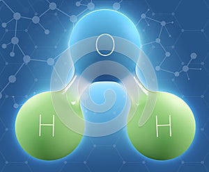 3d Illustration of Chemical formula H2O water photo