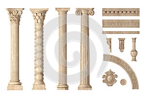 Classic antique marble columns set photo