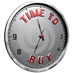 3D Illustration Clock Face with text Time To Buy