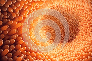 Tridimensional ilustraciones vellosidades.intestino recubrimiento.microscópico vellosidades a capilares.hombre intestino.