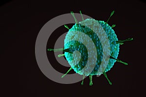 3d illustration, close up of microscope Rota  Virus photo