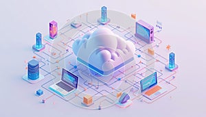 Cloud Computing Network with Devices and Data Storage