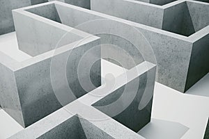 3d illustration cocrete labyrinth, complex problem solving concept