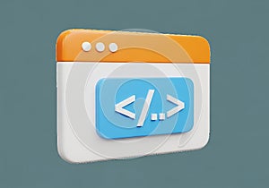 3d illustration of a code editor window with programming symbols