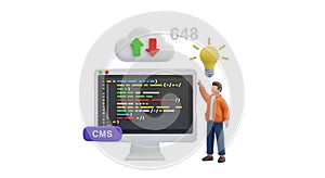 3D Illustration of Coding, Cloud, and Idea Generation