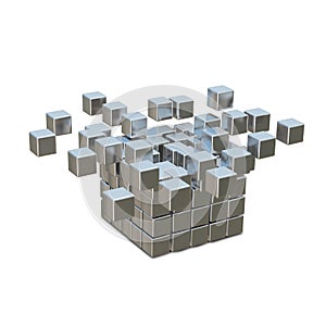 3D Illustration Collapsible Metal Cube photo