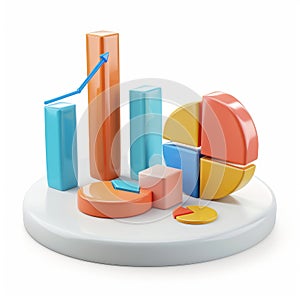 Colorful 3D Business Charts Showing Growth and Success