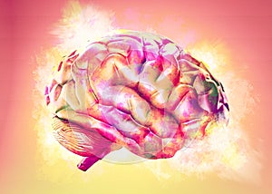 Colorful brain exploding. 3d illustration
