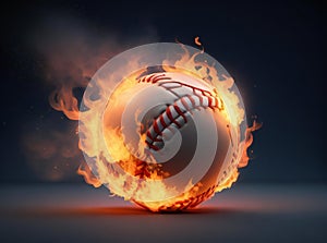 3D illustration compositing flame effect on baseball