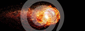3d illustration compositing flame effect on baseball photo
