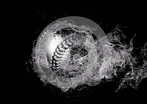 3d illustration compositing flame effect on baseball