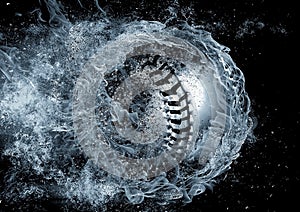 3d illustration compositing flame effect on baseball