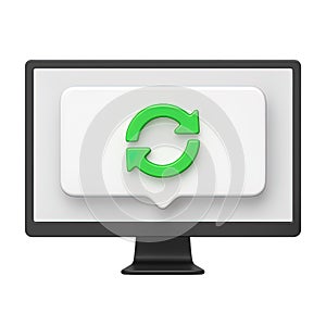 3D Computer Monitor with Refresh Sync Icon