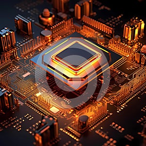 3d illustration computer processor circuit board