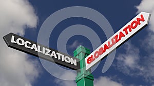 3d illustration of concept of business localization vs globalization. photo