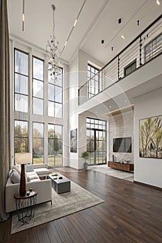 Modern style conceptual interior empty room 3D illustration