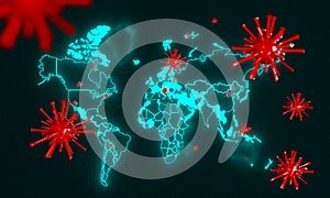 3d illustration of coronavirus global attacking