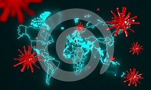 3d illustration of coronavirus global attacking photo