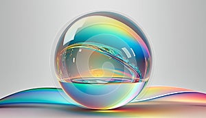 3d illustration of crystal ball with rainbow reflection on a white background