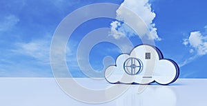 3d illustration with data cloud protection and security