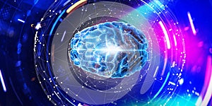 3d illustration. Digital brain. Science