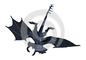 Blue spiked flying dragon on a white background