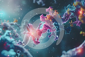 3D Illustration of DNA or protein three-dimensional structure simulation