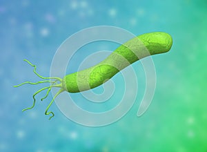 3D illustration of E coli Bacteria. spirilla Bacteria.