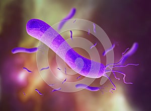 3D illustration of E coli Bacteria. spirilla Bacteria.
