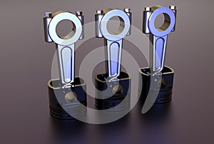 3d illustration of engine pistons photo