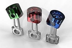 3d illustration of engine pistons photo