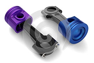 3d illustration of engine pistons photo