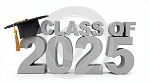 3D render of class of 2025 with graduation cap photo