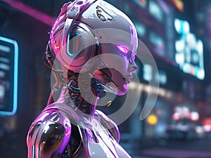 Female Robot. Generative AI