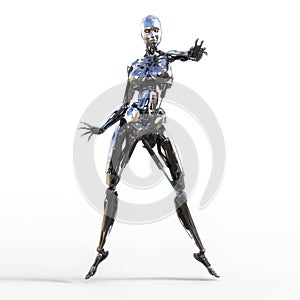 3D Illustration of a female Cyborg