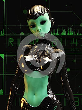 3D Illustration of a female Cyborg