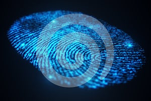 3D illustration Fingerprint scan provides security access with biometrics identification. Concept Fingerprint protection