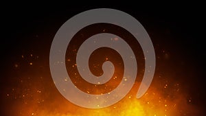 3D illustration. fire and Burning embers glowing. Fire Glowing Particles on Black Background