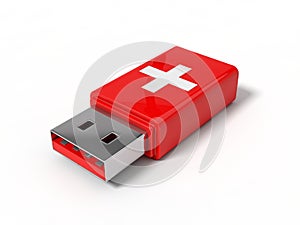 3d illustration of first aid usb stick.