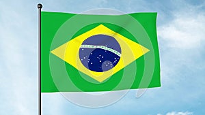 3D Illustration of The flag of Brazil, Verde e amarela, Auriverde, `Ordem e Progresso photo