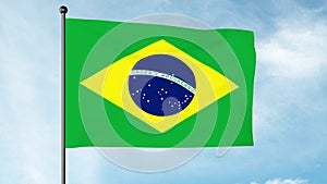 3D Illustration of The flag of Brazil, Verde e amarela, `Ordem e Progresso photo