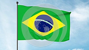 3D Illustration of The flag of Brazil, Verde e amarela, Auriverde, Ordem e Progresso photo