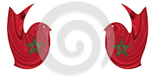 3d Illustration of the flag of Morocco in the shape of a bird on a white background