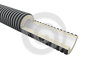 3d Illustration of flexible rubber cable cover with hidro isolation. photo