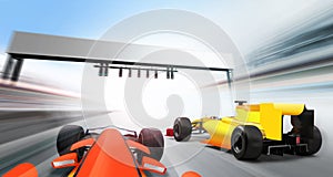 3D illustration of formula one cars photo