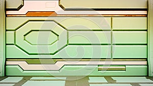 Sci-Fi space station corridor interior 3d rendering